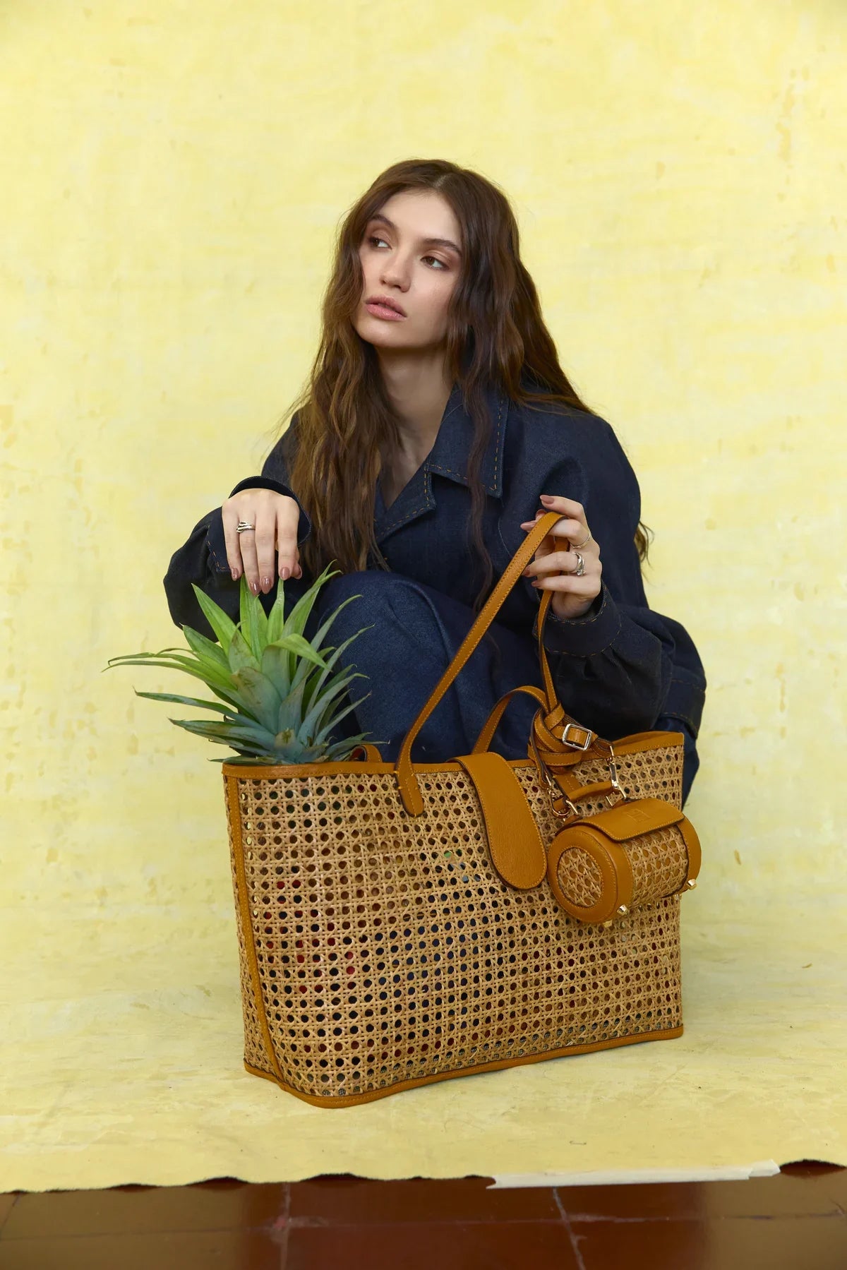 Spring Summer 2027: pineapple tote and navy tailoring