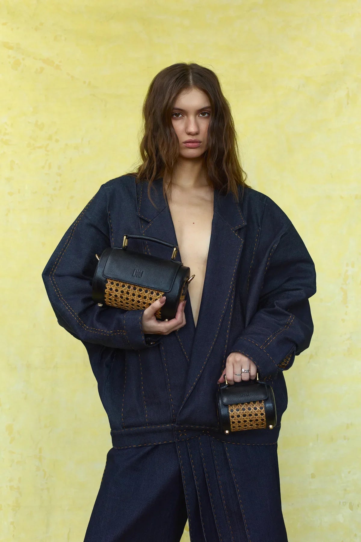 Spring Summer 2027: black solihiya bags and navy tailoring